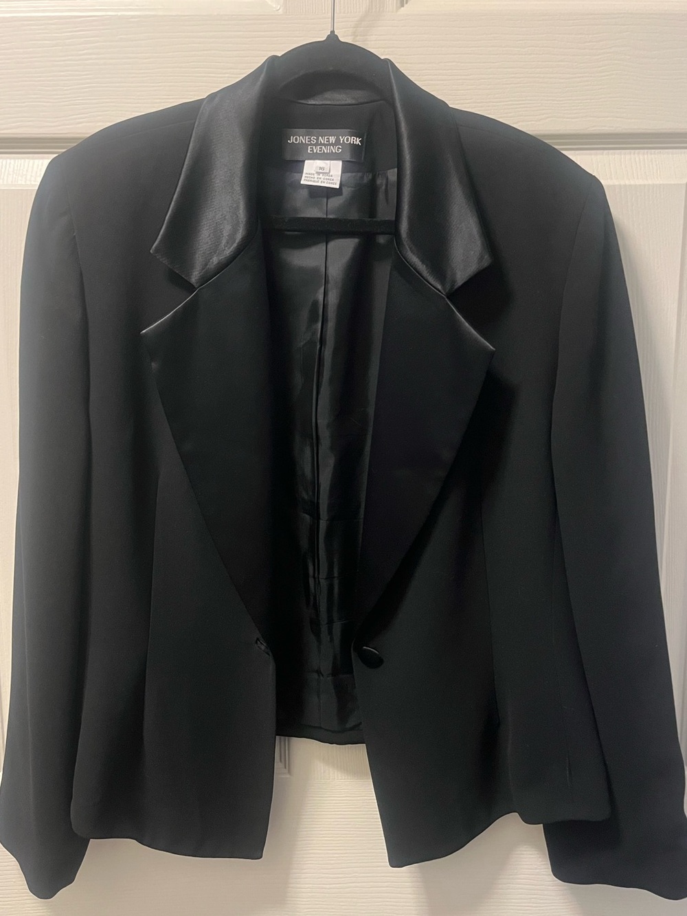 Jones New York Women’s Black Satin-Trim Evening Blazer Timeless Classic Sz 16
